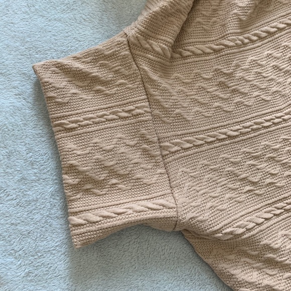 Rolled neck lantern sleeve cable knit tee - Picture 2 of 13